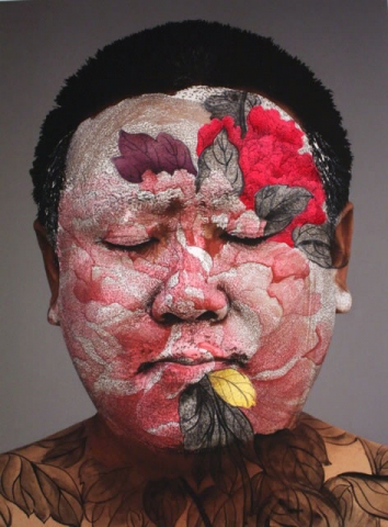 Huang Yan - Self Portrait, 2008, mixed media with pochoir, image size: 40" x 31", frame size: 37" x 45", edition of 200