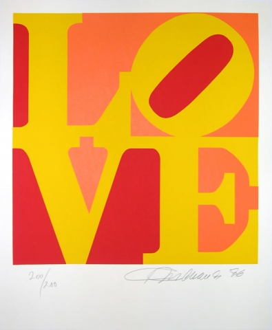 Robert Indiana - From The Book of Love, (There are total 23 units) screen prints, paper size: 20” x 24”, framed: 29” x 32”, edition of 200