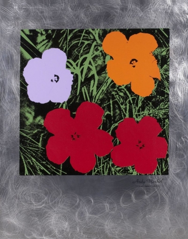 Andy Warhol, “ Flowers”, silkscreen on etetched aluminum, stamp signed by the estate of Andy Warhol, size - 41 x 32 inches, printed and published by American Image Editions, unnumbered TP