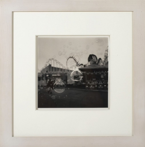Hiroshi Wantanabe, “Santa Monica Pier”, 2000, frame- 20 3/4 x 20 1/4 inches, size- 9 3/4 x 9 3/4 inches