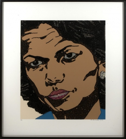 Mickalene Thomas, “Condoleezza Rice”, 2008, screenprint with hand applied rhinestones, framed - 33 1/2 x 29 1/2 inches, size - 124 x 19 1/2 inches, edition #5/20