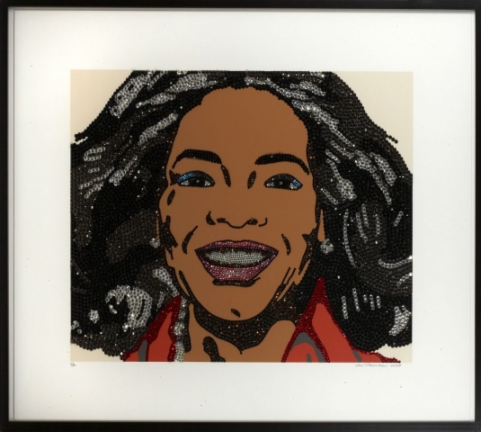 Mickalene Thomas, “Oprah Winfrey”, screenprint with hand applied rhinestones, framed - 29 1/2 x 33 1/2 inches, size - 19 3/4 x 23 1/2 inches, edition #5/20